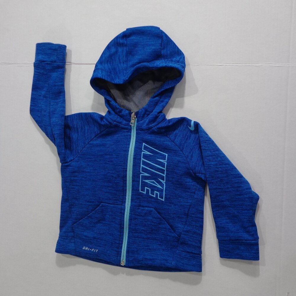 NIKE DRI-FIT  Toddler Boy's Full Zip Hooded Pocket Athletic Jacket Navy Size‎ 2T